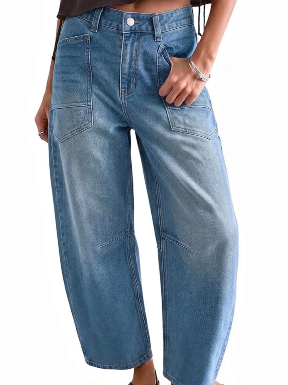 Cicy Bell Cropped Barrel Jeans